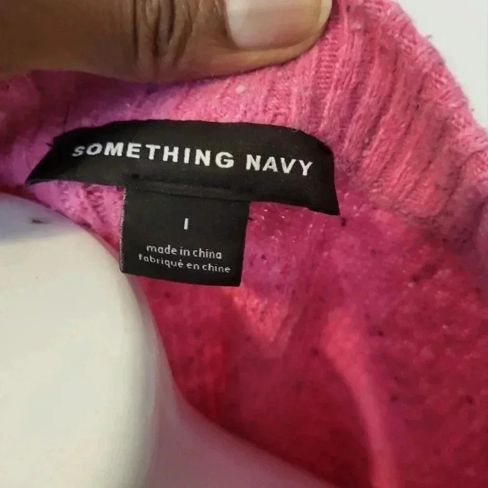 Something Navy Wool Blend Knit Pink Sweater